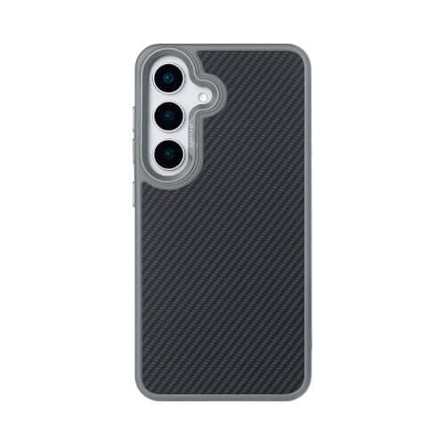 Rixus Mag Carbon hoesje voor Samsung Galaxy S25 – MagSafe-compatibel, titaniumgrijs
