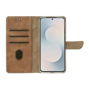 Rixus bookcase voor Samsung Galaxy S25 FE – lichtbruin