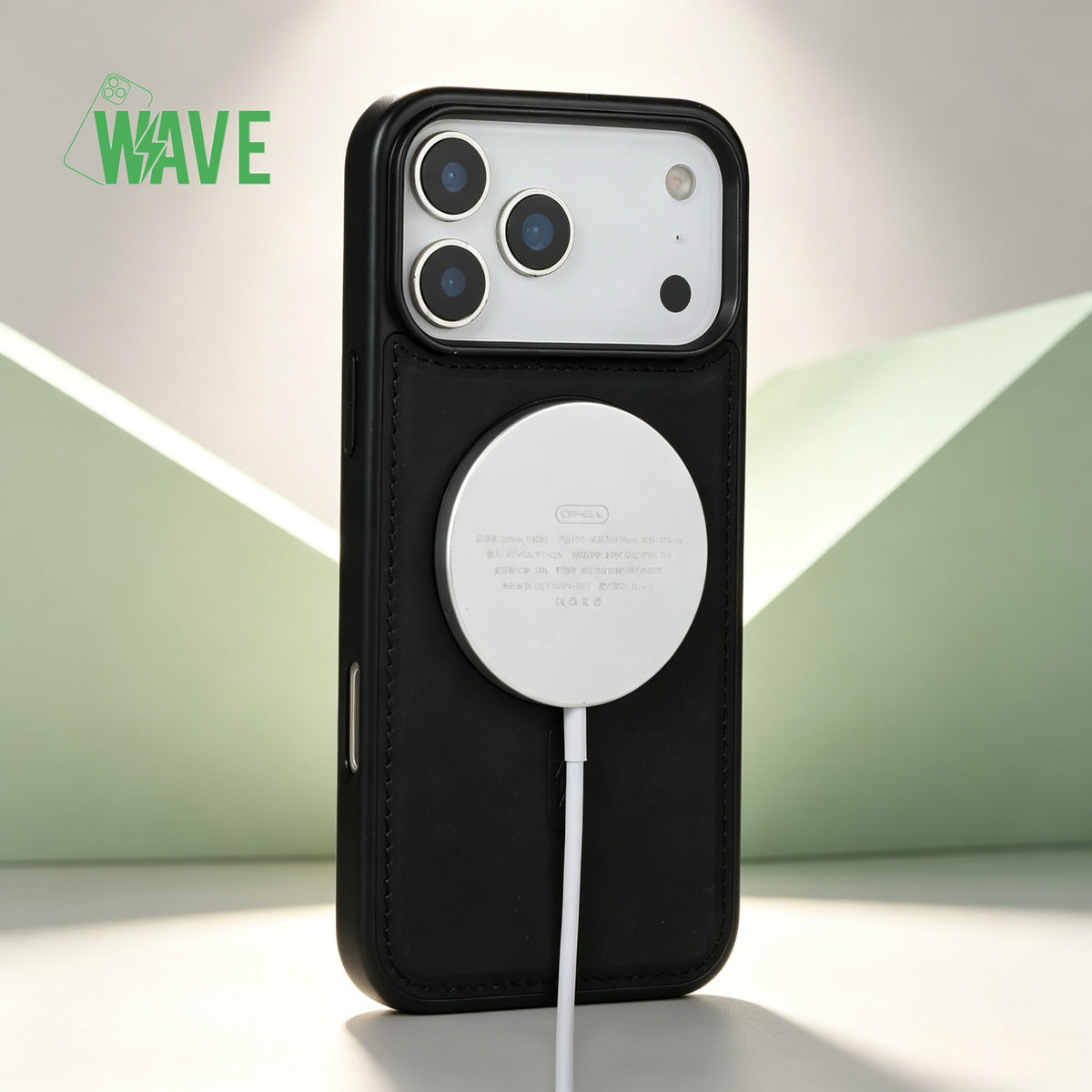 Wave Magsafe Hoes met portemonnee iPhone 12 / 12 Pro - Zwart