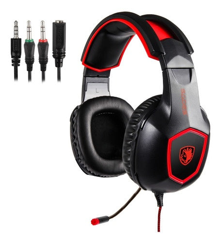 SADES SA-818 stereo gaming headset met ruisonderdrukking (rood)