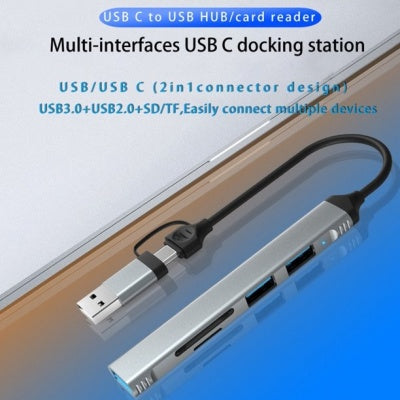 Dubbele USB-hub 5-in-1 multifunctioneel high-speed USB 3.0 Type-C