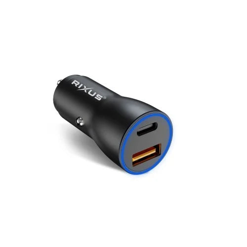 Rixus RXCC12 USB-C PD + QC 3.0 Autolader 38W – Zwart