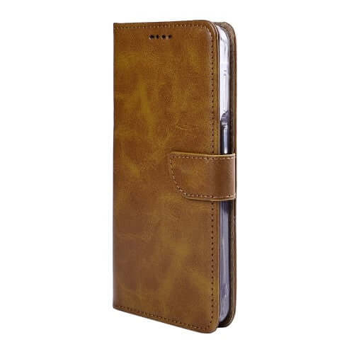 Rixus bookcase voor Samsung Galaxy A27 – lichtbruin