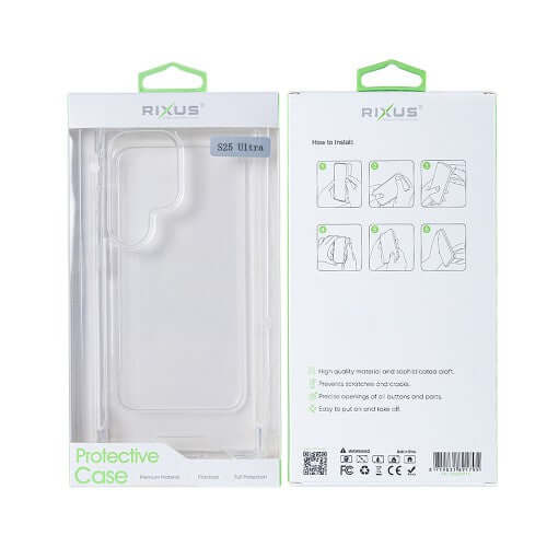 Rixus Anti-Burst-hoesje voor Samsung Galaxy S25 Ultra – transparant