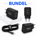 Wave WA-174-10 Wall Charger Dual USB-C 35W + USB-C naar USB-C Kabel