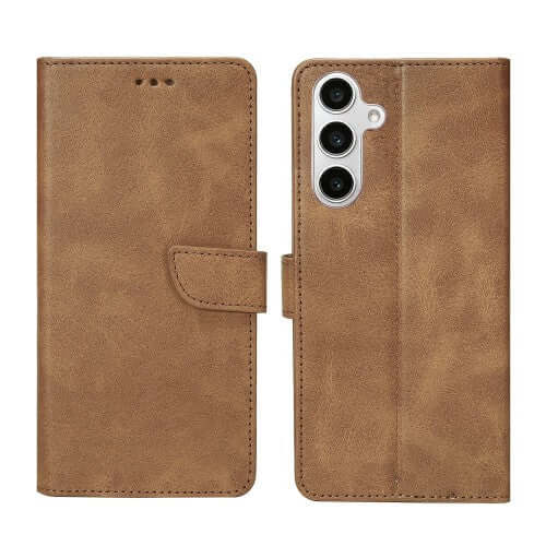 Rixus bookcase voor Samsung Galaxy S24 FE – lichtbruin