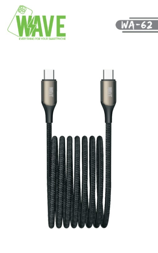 Wave WA-62 Super Fast Charging Type -C To Type-C 1M (60 Wat) (zwart)