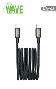 Wave WA-62 Super Fast Charging Type -C To Type-C 1M (60 Wat) (zwart)