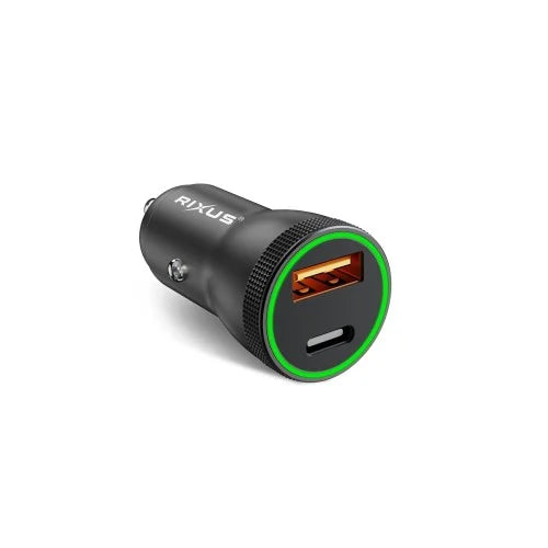 Rixus RXCC11 USB-C PD + QC Autolader 20W – Zwart