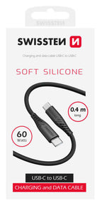 Swissten Soft Silicone Type-C Kabel – 0,4 Meter – Zwart voor Eenvoudig Opladen - Laad Centrum