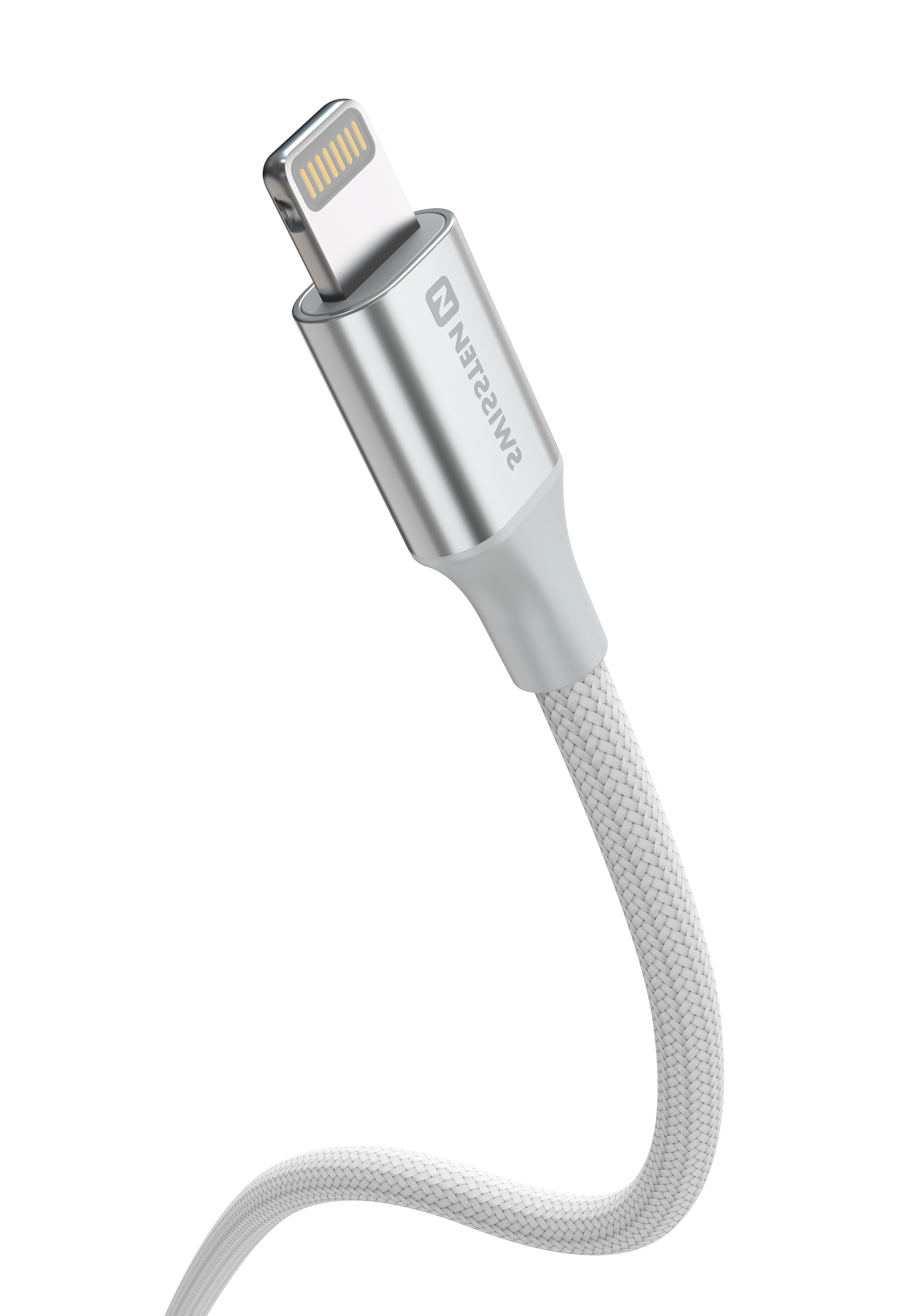Swissten Textile II Laadkabel - USB-C naar Lightning - 1,5 Meter - Wit Voor Optimale Oplaadervaring - Laad Centrum