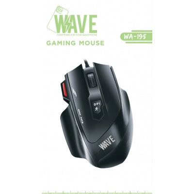 Wave WA-195 Gaming Mouse 16000 DPI With 7 Buttons (zwart-rood)