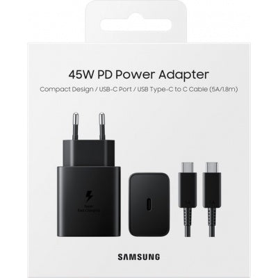 Samsung 45W PD Power Adapter USB-C + USB-C Kabel – Zwart