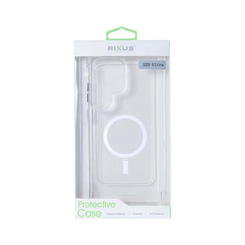 Rixus Anti-Burst hoesje voor Samsung Galaxy S25 Ultra – MagSafe-compatibel, transparant
