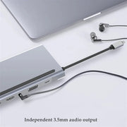 Wave WA-148 12-in-1 USB C Docking Station met Dual HDMI - USB 3.0 Hub - 3,5mm Jack - 1000MB