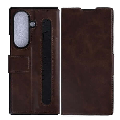 Rixus wallet-hoesje met penhouder voor Samsung Galaxy Z Fold7 – bruin