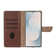 Rixus bookcase voor Samsung Galaxy S25 FE – bruin