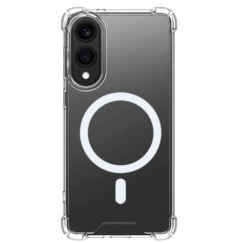 Rixus Anti-Burst hoesje voor Samsung Galaxy S25 Edge – MagSafe-compatibel, transparant