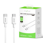 Rixus RXUC15C USB-C naar USB-C nylon kabel 1m 60W wit – aansluitingen