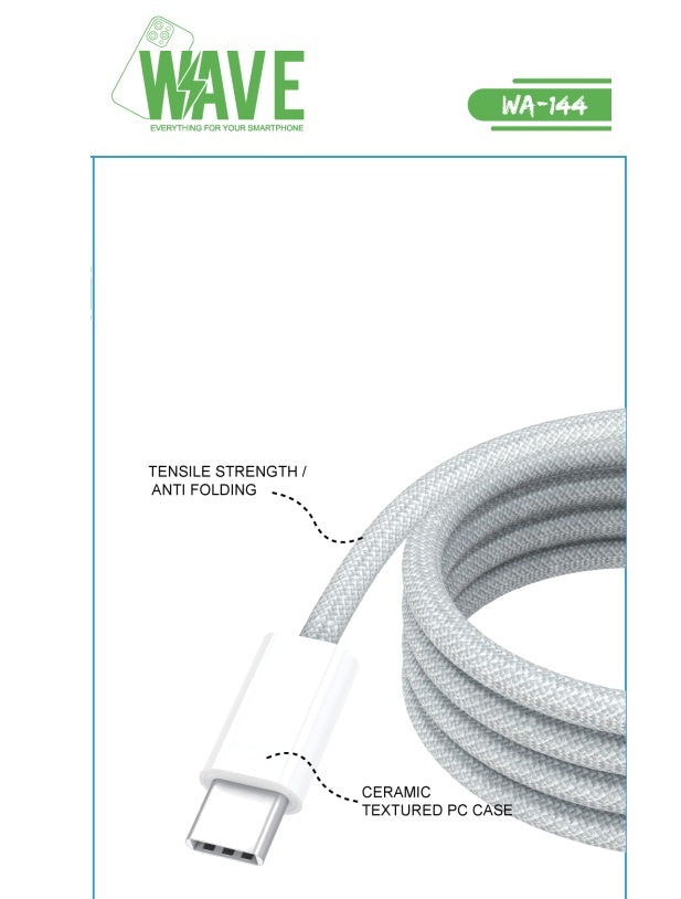 Wave WA-144 Super Quick Charger Type-C to Type-C Cable (66 Wat) 1M (wit)