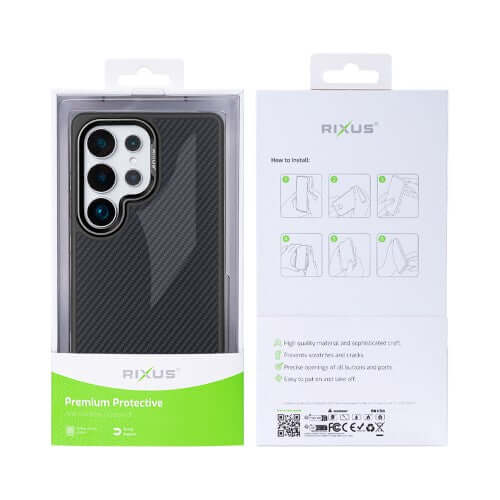 Rixus Mag Carbon hoesje voor Samsung Galaxy S25 Ultra – MagSafe-compatibel, titaniumzwart