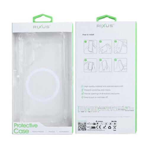 Rixus Anti-Burst hoesje voor Samsung Galaxy S25 FE – MagSafe-compatibel, transparant