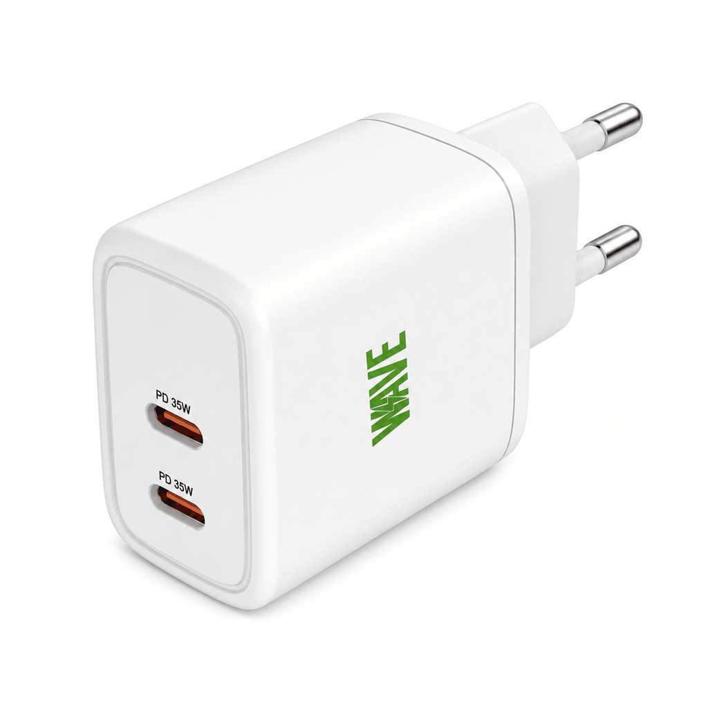 Wave WA-100 Snellader 35W – 2x USB-C PD Wandlader – Wit