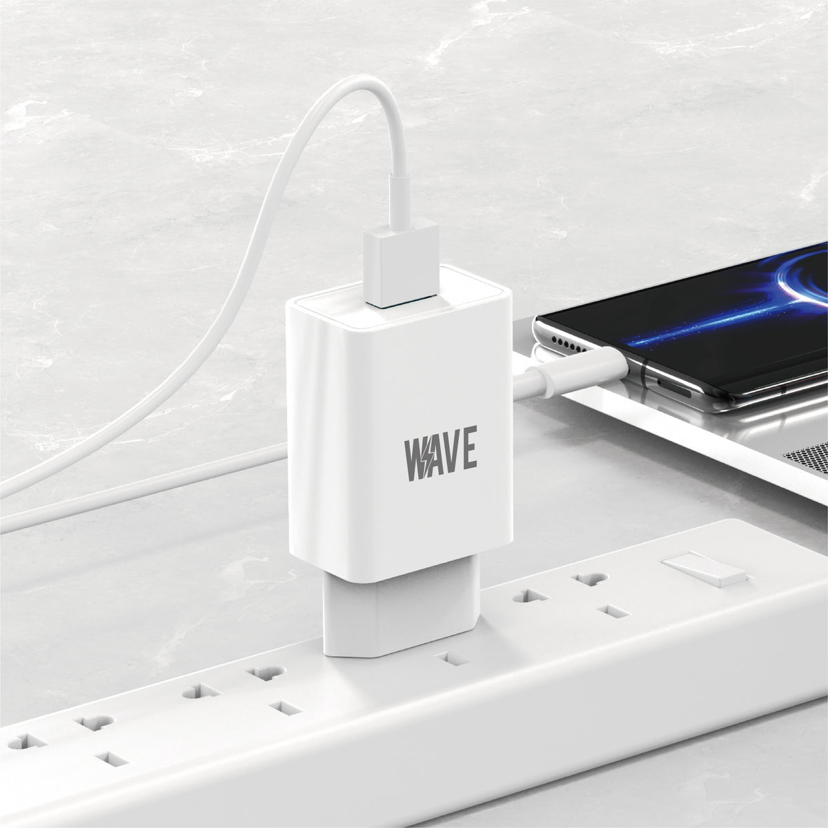 Wave WA-319W-20 Travel Charger 12W USB-A Port With USB-C Cable (wit)
