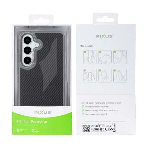 Rixus Mag Carbon MagSafe-compatibel hoesje voor Samsung Galaxy S26 – titaniumgrijs