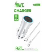 Wave WA-335W-10 Fast Car Charger Dual Type-C Port 40W With PD Cable (wit)