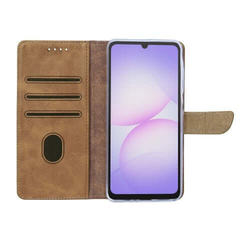 Rixus bookcase voor Samsung Galaxy A07 / A08 – lichtbruin