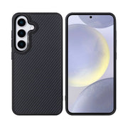 Rixus Mag Carbon hoesje voor Samsung Galaxy S25 Plus – MagSafe-compatibel, titaniumzwart