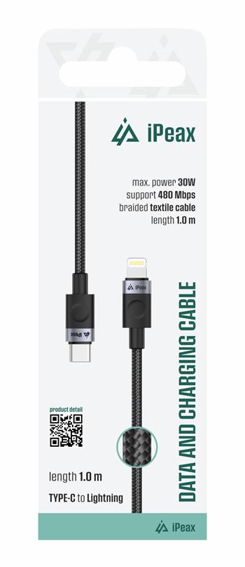 iPeax USB-C naar Lightning kabel - 1 Meter Zwart voor snelladen en modern gemak - Laad Centrum
