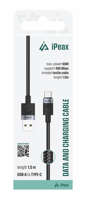 iPeax USB-C naar USB-A Kabel – 1,5 Meter – Zwart voor Onverstoord Opladen - Laad Centrum