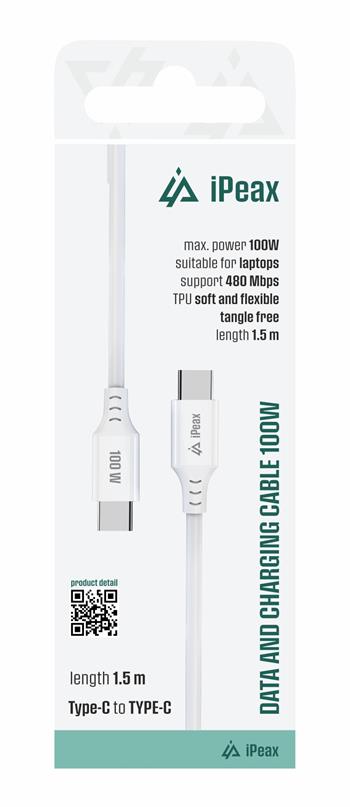 iPeax USB-C Laadkabel 100W – Sneller Opladen met 1,5 Meter Kwaliteit - Laad Centrum