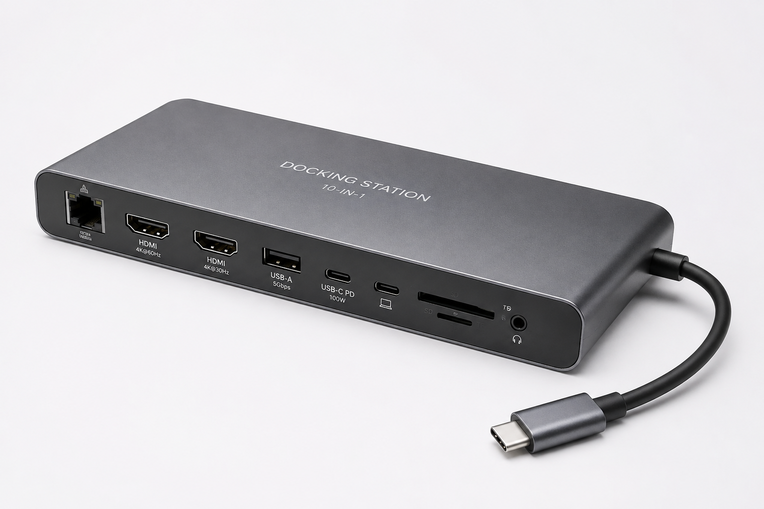 Wave WA-133 Smart Docking Station Type-C 8-in-1 USB-C Hub met 4K HDMI, PD 100W, USB 3.0, SD/TF & Gigabit Ethernet