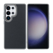 Rixus Mag Carbon hoesje voor Samsung Galaxy S25 Ultra – MagSafe-compatibel, titaniumgrijs