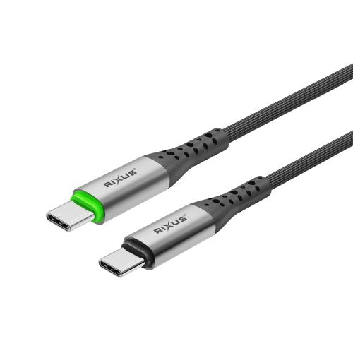 Rixus RXUC22C Auto Disconnect USB-C naar USB-C kabel 1m 60W zwart – kabeldetail