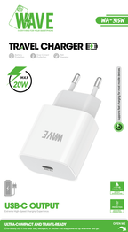 Wave WA-315W USB-C Snellader 20W – Compacte Travel Charger – Wit - Laad Centrum