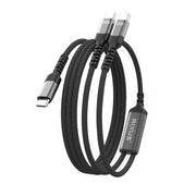 Rixus RXUC12 2-in-1 USB-C splitterkabel 140W zwart – aansluitingen