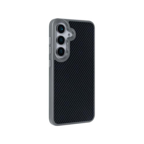 Rixus Mag Carbon hoesje voor Samsung Galaxy S25 – MagSafe-compatibel, titaniumgrijs