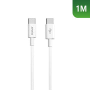 Rixus RXUC15C USB-C naar USB-C nylon kabel 1m 60W wit – kabeldetail