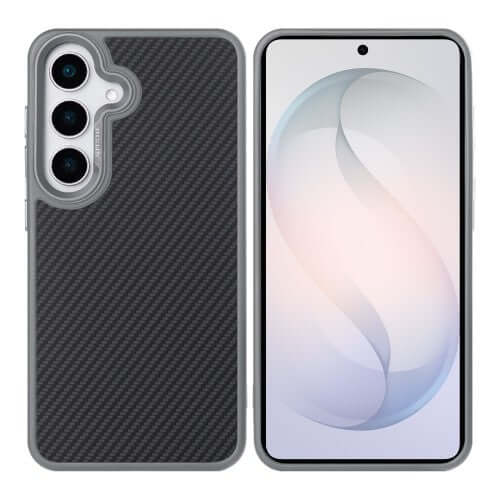 Rixus Mag Carbon MagSafe-compatibel hoesje voor Samsung Galaxy S26 – titaniumgrijs