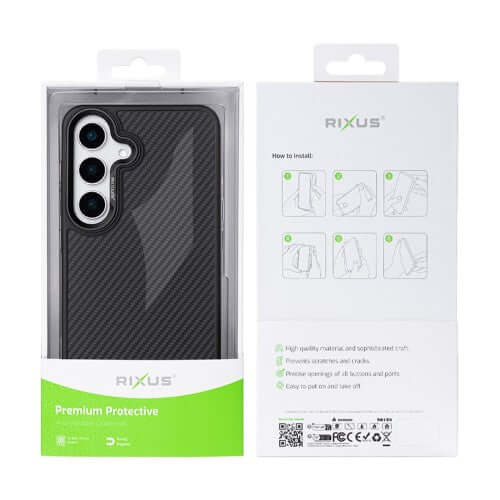 Rixus Mag Carbon MagSafe-compatibel hoesje voor Samsung Galaxy S26 Plus – zwart