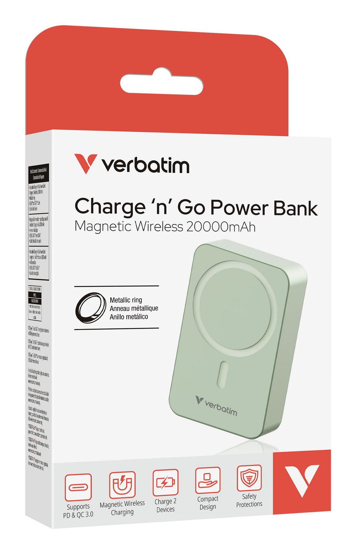 Verbatim Charge 'n' Go Essentials Magnetische Powerbank 20.000 mAh – Groen