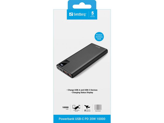 Sandberg Powerbank USB-C PD 20W 10.000 mAh