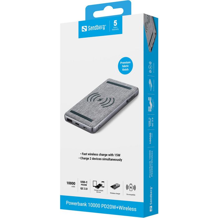 Sandberg Powerbank 10.000 mAh PD 20W + Wireless
