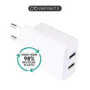 eSTUFF INFINITE USB-A-lader EU 24W - Wit - 98% gerecycled kunststof