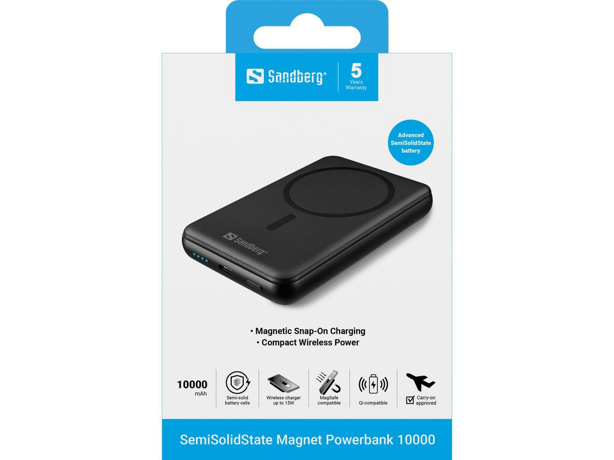 Sandberg SemiSolidState Magnet Powerbank 10.000 mAh