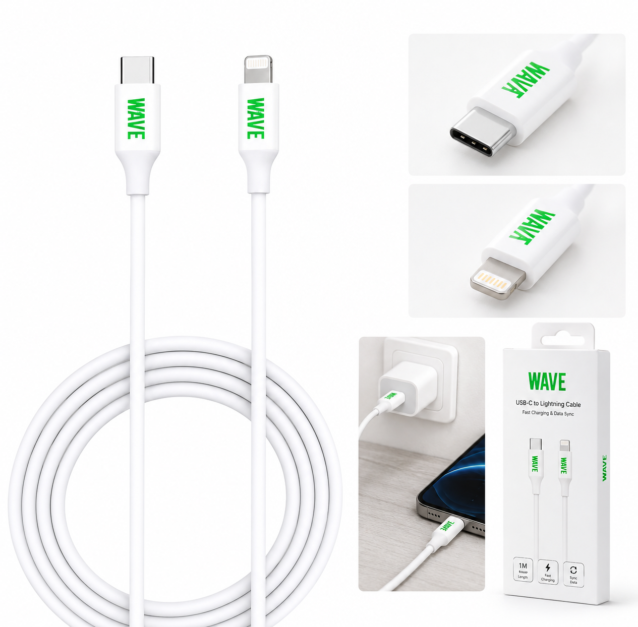 Wave WA-9 USB-C naar Lightning kabel 2m 20W